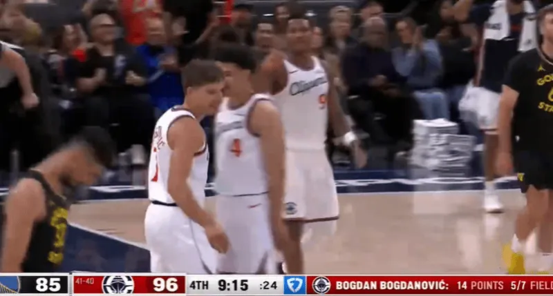 开云体育下载-波格丹命中本场第四记三分，快船再次领先勇士到两位数分差